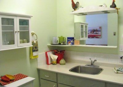 Kitchen area of the Bear Cabin in Banff