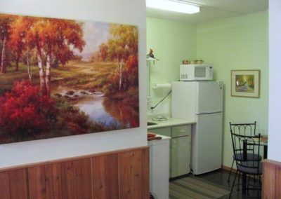 Kitchen area of the Bear Cabin in Banff