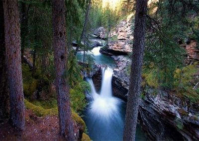 Johnston Canyon Falls, one of many fallsnin the Banff area